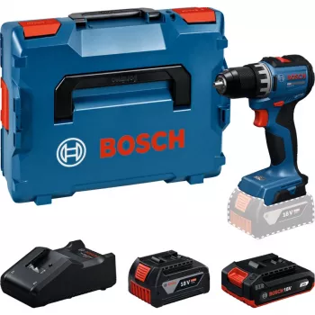 Akumulátorový vrtací šroubovák BOSCH GSR18V-52 se 2 akumulátory 18 V 4,0 Ah a 2,0 Ah v L-BOXX (maloobchod)