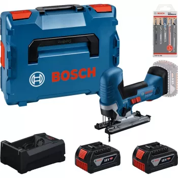 Sada akumulátorové přímočaré pily BOSCH PowerTools se 2 akumulátory 5,0 Ah, rychlonabíječkou a sadou pilových listů v L-BOXX (box)