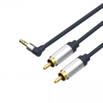 ShiverPeaks Flexline audio kabel 3,5mm stereo jack na 2x RCA, zalomený konektor, 0,75 m, černý