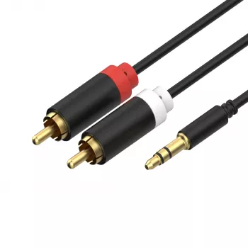 ShiverPeaks audio kabel 3,5mm jack na 2x RCA stereo 1,5 m pozlacený černý