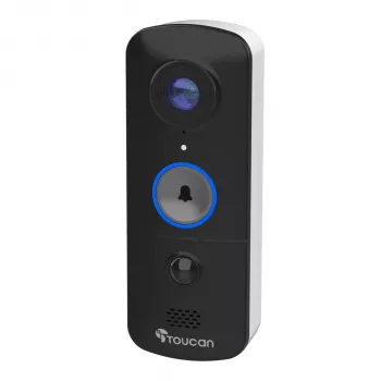 Toucan bezdrátový videotelefon s gongem V3 – 1080p Full HD, 180° široký úhel, noční vidění, obousměrný hovor, PIR detekce pohybu, IP56, černý