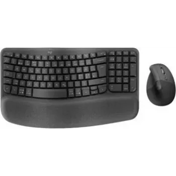 Logitech Wave Keys a Lift Combo - bezdrátová ergonomická sada klávesnice a myši - Bluetooth LE, 2,4 GHz - QWERTY - nordické rozložení - grafitová