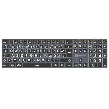 Klávesnice LogicKeyboard XL-Print Titan White on Black DE (Mac) – německé rozložení QWERTZ