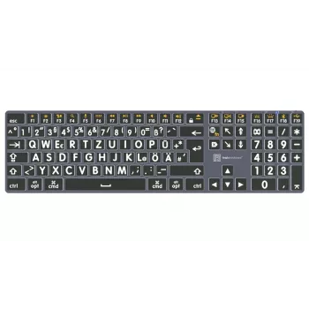 Klávesnice LogicKeyboard XL-Print Titan White on Black DE (Mac) – německé rozložení QWERTZ