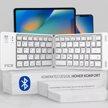 INCA skládací Bluetooth 5.0 klávesnice IBK-580BT, slim, USB-C, QWERTY, černá
