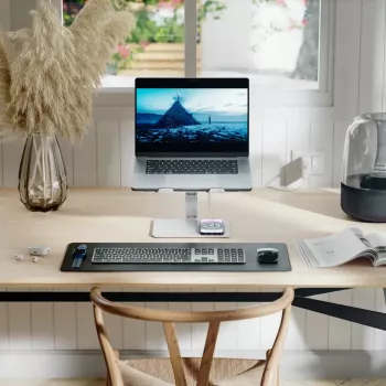ALOGIC Elite hliníkový stojan na notebook s bezdrátovou nabíječkou - bílý