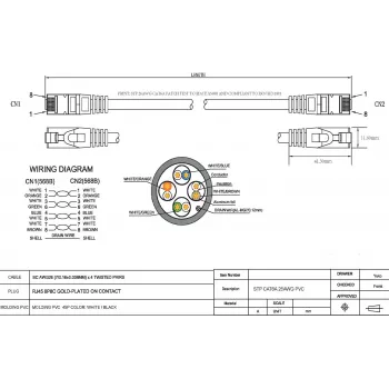 Vision CAT6a STP síťový patch kabel 1m černý - lisovaný RJ45 bez záchytu