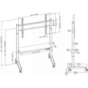 VISION VFM-F15M motorizovaný podlahový stojan s vozíkem pro displeje 40-86 inch - VESA do 800x600 - nastavení výšky 400 mm - černý