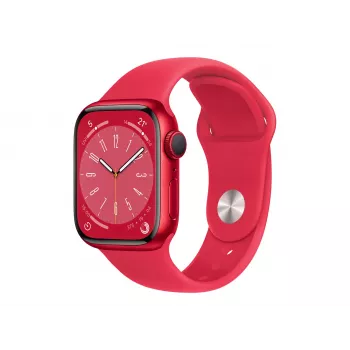 Apple Watch Series 8 (GPS) - (PRODUCT)RED - 41 mm - červený hliník - chytré hodinky se Sport Band - fluoroelastomer - červená - Regular Band Size - 32 GB - Wi-Fi, Bluetooth - 32 g (MNP73FD/A)