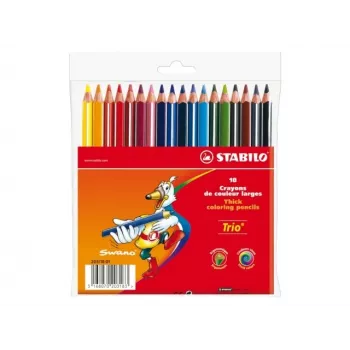 Pastelky STABILO Trio, 4,2 mm, sortiment barev, 18 ks