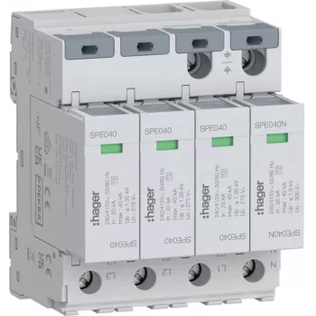 Hager SPE440 Svodič přepětí 4P typ 2 TNS/TT Uc 275V In 20kA Imax 40kA