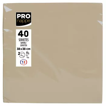 PROnappe ubrousky béžovo-hnědé 2vrstvé 19,0 x 19,0 cm 40 ks