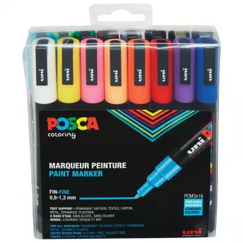 Faber-Castell UNI PC-3M sada popisovačů Paint Marker - 16 různých barev