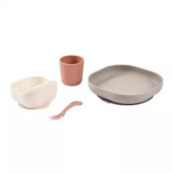 Beaba silikonová sada pro dětské stravování s přísavným základem Terracotta (913602)