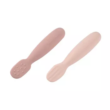 Beaba sada 2 silikonových prvních lžiček a kousátek Cotton Candy/Sorbet