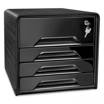 Zásuvkový box CEP Office Solution Smoove Secure, černý, DIN A4, 4 zásuvky