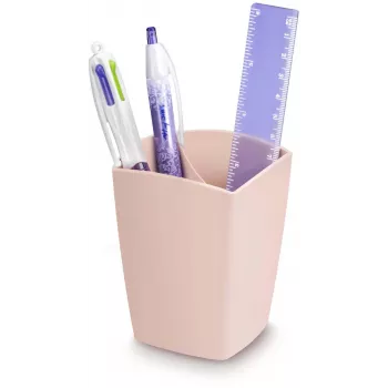 Držák na tužky CEP Office Solution Mineral, 2 přihrádky, práškově růžový, obdélníkový, polystyren, 74 x 74 x 95 mm