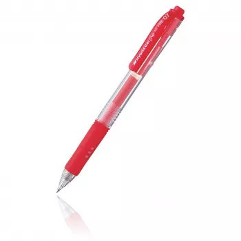 Pentel Hybrid Gel Grip Retractable Gel Pen - Red Ink - 0.7 mm Medium Point - Transparent Barrel - Metal Clip