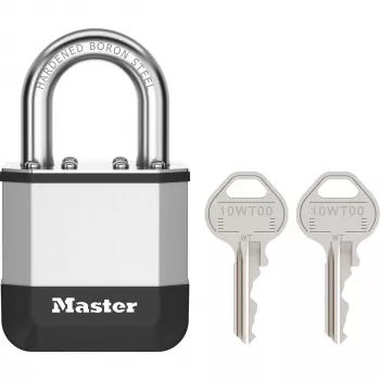 Master Lock Elite 45mm vrstvený visací zámek s 25mm třmenem, 5-kolíkový cylindr, stříbrná/šedá