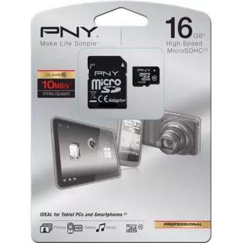PNY Technologies HP High Performance MicroSDHC karta 16 GB Class 10 U1 s SD adaptérem