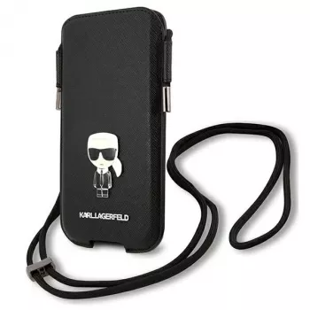 Karl Lagerfeld Saffiano Ikonik pevné pouzdro pro Apple iPhone 12 Pro Max, černé