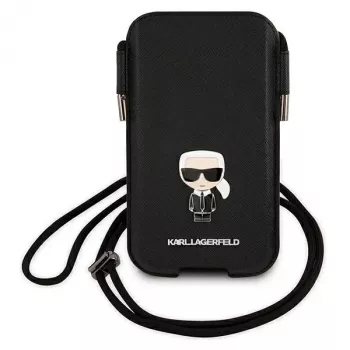 Karl Lagerfeld Saffiano Ikonik pevné pouzdro pro Apple iPhone 12 Pro Max, černé