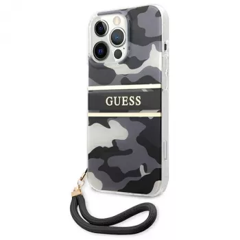 Guess GUHCP13LKCABBK Hard Case for iPhone 13 Pro / 13 6.1 inch Black Camo Strap Collection