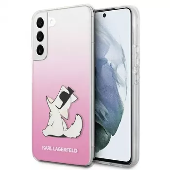 Karl Lagerfeld KLHCS22MCFNRCPI pevné pouzdro pro Samsung Galaxy S22+ / S906 – růžové Choupette Eat
