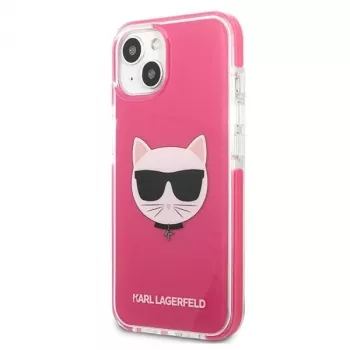 Karl Lagerfeld KLHCP13MTPECPI pevné pouzdro pro iPhone 13 / 14 / 15 6,1 inch fuchsiové Choupette Head