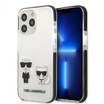 Pevné pouzdro Karl Lagerfeld KLHCP13LTPEKCW pro iPhone 13 Pro / 13 6,1 inch bílé Karl & Choupette