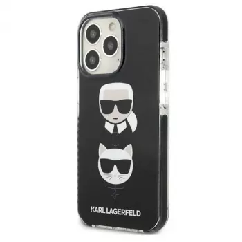 Pevné pouzdro Karl Lagerfeld KLHCP13LTPE2TK pro iPhone 13 Pro / 13 6,1 inch černé Karl & Choupette Head
