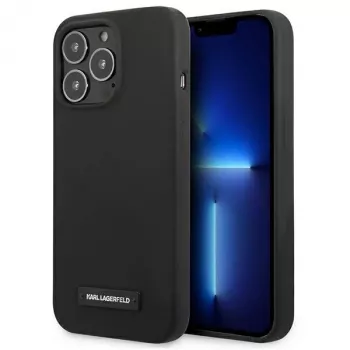 Karl Lagerfeld KLHCP13LSLMP1K pevné pouzdro pro iPhone 13 Pro / 13 6,1 inch černé silikonové s plaketou