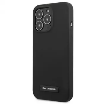 Karl Lagerfeld KLHCP13LSLMP1K pevné pouzdro pro iPhone 13 Pro / 13 6,1 inch černé silikonové s plaketou
