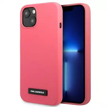 Karl Lagerfeld KLHCP13SSLMP1PI silikonové zadní pouzdro s plaketou pro iPhone 13 mini 5,4 inch fuchsiové
