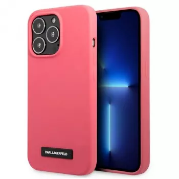 Karl Lagerfeld pevné pouzdro pro iPhone 13 Pro Max 6,7 inch fuchsiové silikonové s plaketou