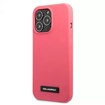 Karl Lagerfeld pevné pouzdro pro iPhone 13 Pro Max 6,7 inch fuchsiové silikonové s plaketou