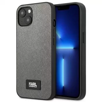 Karl Lagerfeld pevné pouzdro Saffiano s plaketou pro Apple iPhone 13 mini 5,4 inch - stříbrné
