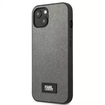 Karl Lagerfeld pevné pouzdro Saffiano s plaketou pro Apple iPhone 13 mini 5,4 inch - stříbrné