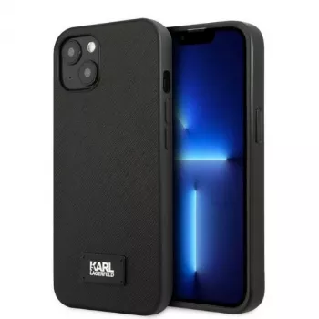 Karl Lagerfeld KLHCP13SSFMP2K pevné pouzdro Saffiano s plaketou pro iPhone 13 mini, černé