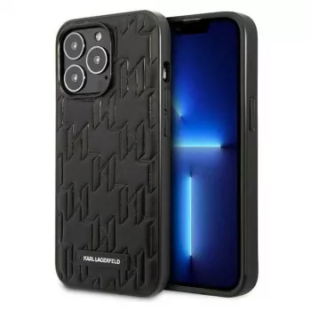 Karl Lagerfeld KLHCP13LMNMP1K pevné pouzdro pro iPhone 13 Pro / 13 6,1 inch, černé, monogram s plaketou