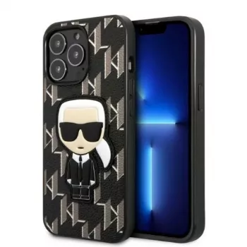 Karl Lagerfeld KLHCP13LPMNIKBK pevné pouzdro pro iPhone 13 Pro / 13 6,1 inch černé monogram Ikonik Patch