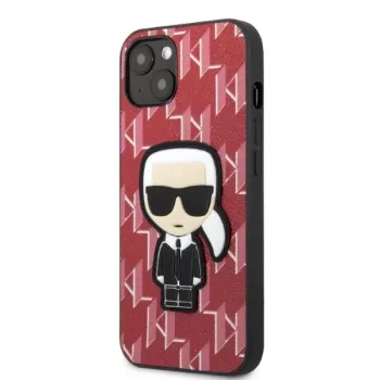 Karl Lagerfeld KLHCP13MPMNIKPI pevné pouzdro pro iPhone 13 / 14 6,1 inch červené monogram Ikonik Patch
