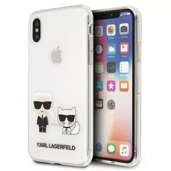 Pevné pouzdro Karl Lagerfeld KLHCI65CKTR pro Apple iPhone Xs Max, průhledné, design Karl & Choupette