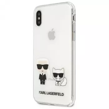 Pevné pouzdro Karl Lagerfeld KLHCI65CKTR pro Apple iPhone Xs Max, průhledné, design Karl & Choupette