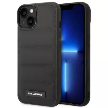 Karl Lagerfeld KLHCP14SPSQAK Puffy Elongated Logo pevné pouzdro pro Apple iPhone 13/14/15 6,1 inch - černé