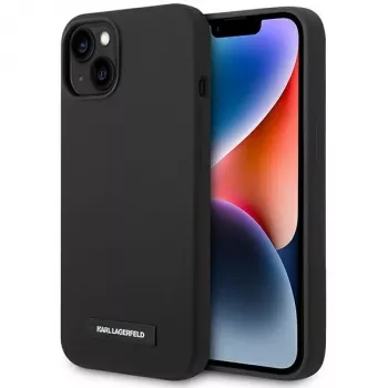 Karl Lagerfeld KLHMP14MSLMP1K Silicone Plaque MagSafe pevné pouzdro pro iPhone 14 Plus / 15 Plus 6,7 inch černé