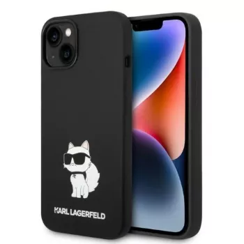 Pevné pouzdro Karl Lagerfeld KLHMP14MSNCHBCK pro iPhone 14 Plus / 15 Plus 6,7 inch černé silikonové Choupette MagSafe