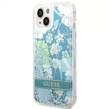 Guess GUHCP14SLFLSN Flower Liquid Glitter pevné pouzdro pro Apple iPhone 13 / 14 / 15 6,1