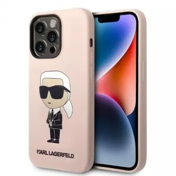 Karl Lagerfeld KLHCP14XSNIKBCP Ikonik Silicone pevné pouzdro pro iPhone 14 Pro Max 6,7 inch růžové