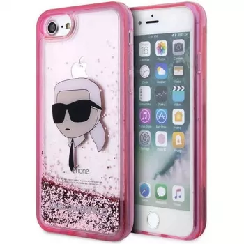 Pevné pouzdro Karl Lagerfeld KLHCI8LNKHCP Glitter Karl Head pro iPhone 7/8/SE 2020/SE 2022, růžové